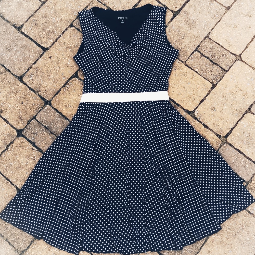 Navy/White Polka Dot Dress!
